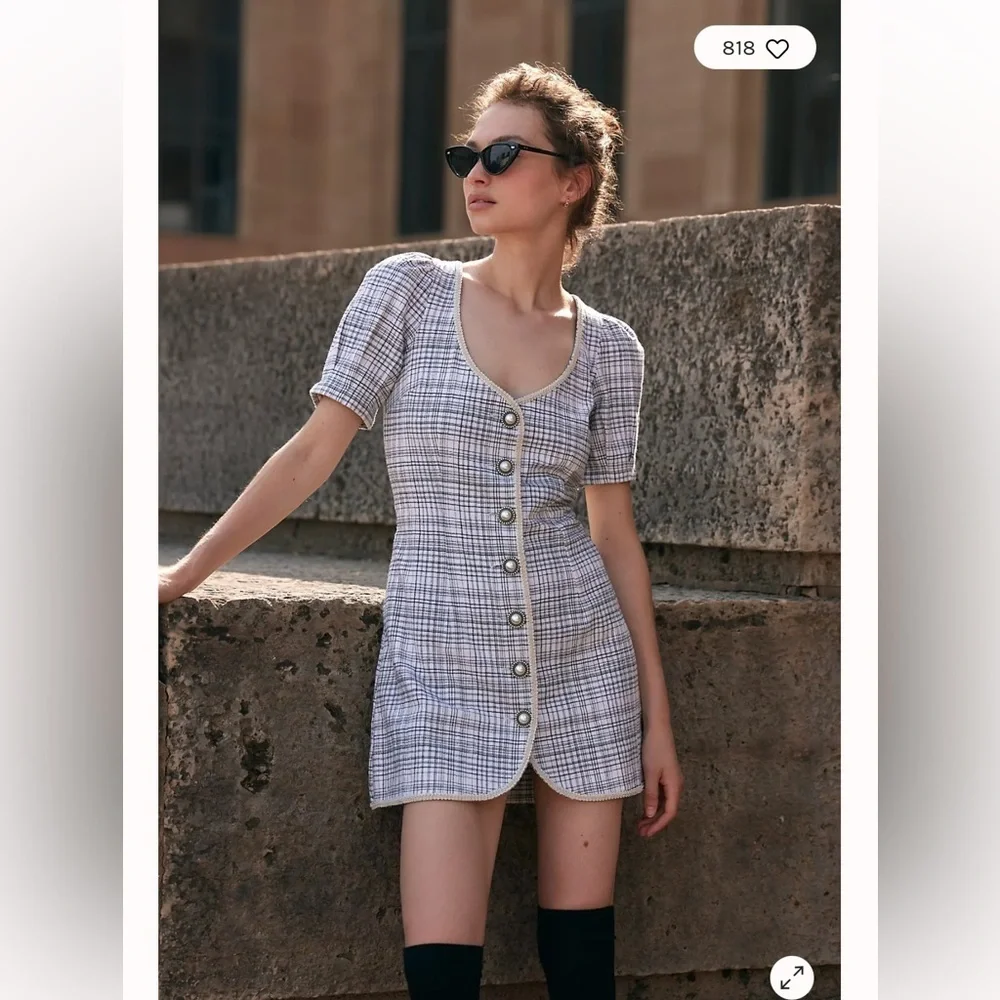 BNWT Free People Plaid Juni B Mini Dress